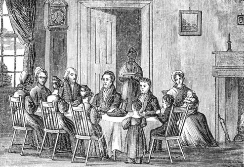 Family dinner in the 1820s.