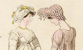 Detail from fashion plate of evening dresses 1801