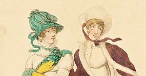 Detail from fashion plate "Fashionable Walking Dresses in Dec. 1807."