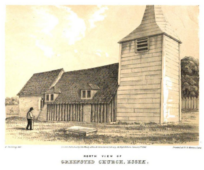 An illustration of Greensted church in Essex