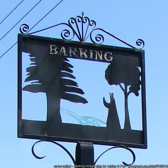 Barking village sign